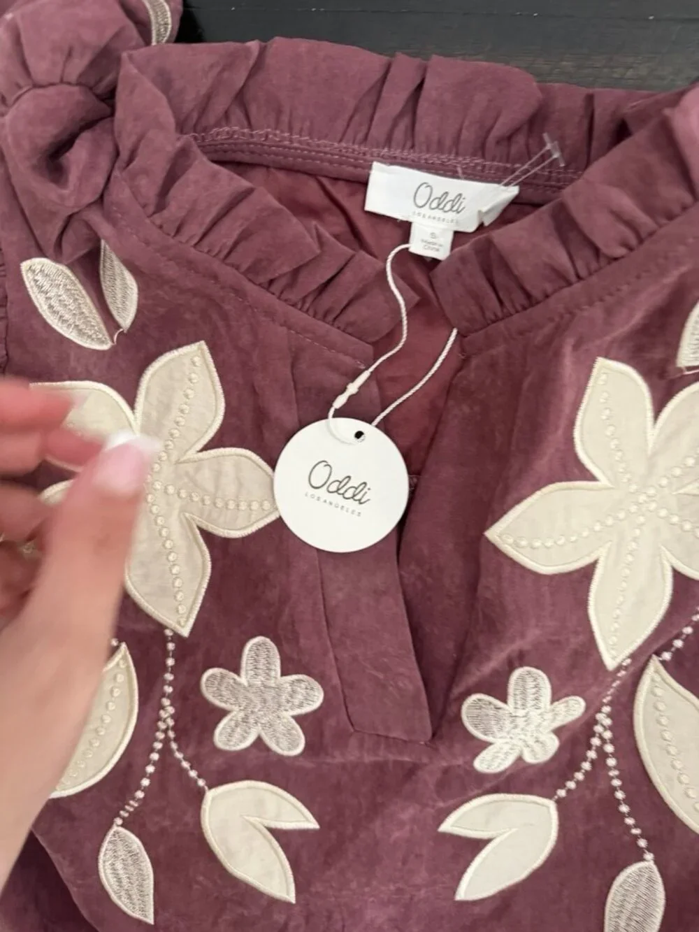 Women’s Oddi Suede Floral Top Small NWT - Picture 3 of 4
